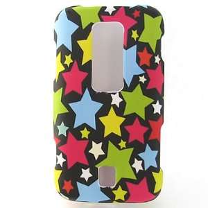  Hard Snap on RUBBERIZED Shield BLACK With COLORED STARS 