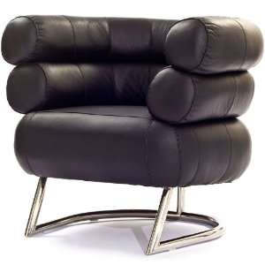   Gray Style Bibendum Chair, Genuine Black Leather: Home & Kitchen