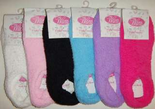 Womens Warm n Soft Fuzzy Winter Home Slipper Socks   Non Slip   Grip 