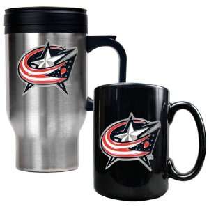 Columbus Blue Jackets Mug Set   16 oz Travel Mug & 15 oz Ceramic Mug 