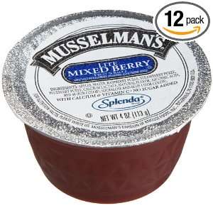 Musselmans Mixed Berry Applesauce, No Sugar Added, 4 Ounce Cups (Pack 