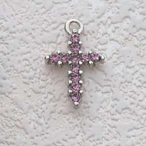  Communion 16 Purple Pink Stone Cross on 16 Chain & White 