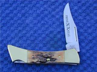   SERIES HAMMERHEAD LOCKBACK KNIFE ~ GENUINE BURNT INDIA STAG HANDLES