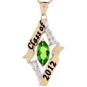    10k Gold August Birthstone 2012 Class Graduation Charm: Jewelry
