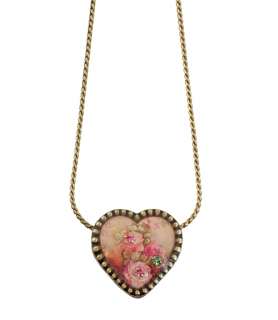 Michal Negrin Roses & Angels Cameo Heart Pendant made with Crystals 