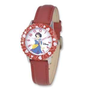   Princess Kids Snow White Red Leather Band Time Teacher Watch: Jewelry