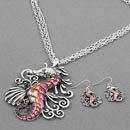 Sea Dragon Leafy Seahorse Sea Shell Necklace Earrings