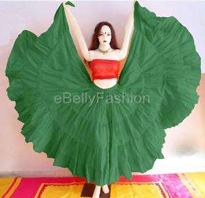 Green Cotton Tribal Gypsy 4Tier Skirt 25YD Belly Dance  