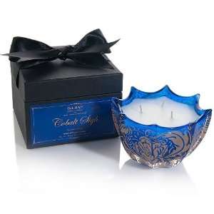  D.L. Company Venetian Rose Scallop Candle   Cobalt: Home 