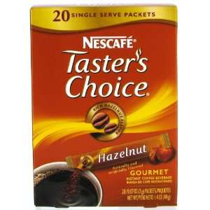 Nescafe Tasters Choice Instant Coffee Hazelnut, 20 Count Sticks 