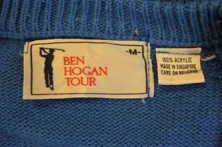 Vintage Ben Hogan Golf Tour French Blue V neck Sweater Size Medium 