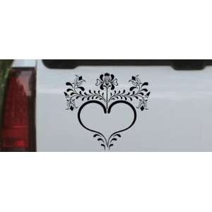Black 26in X 23.1in    Heart with Flowers And Vines Car Window Wall 
