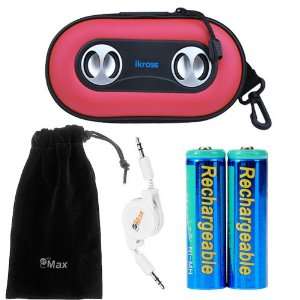  iKross Portable Amplified Stereo Speaker Case (Red) + Black Mesh 