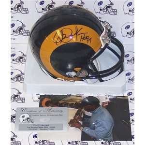   Horn Autographed/Hand Signed Los Angeles Rams Mini Helmet with HOF 99