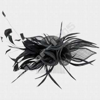   us product detail black feather net flower hair comb fascinator