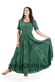 Empire Flare Boho Godet Gypsy Peasant Long Dress Gown  