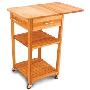 Butcher Block Cart W/2 Shelves