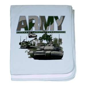 Baby Blanket Sky Blue US Army with Hummer Helicopter Soldiers and 
