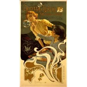   : 1899 Poster showing two women blowing soap bubbles: Home & Kitchen