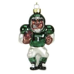 Michigan State Spartans Blown Glass Football Player Ornament:  