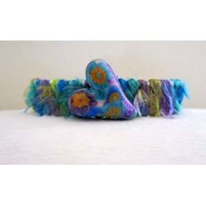   Blue Purple Heart Fabric Bracelet (Blue/Purple/Green): Jewelry