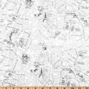   In Paris Map Black/White Fabric By The Yard: Arts, Crafts & Sewing