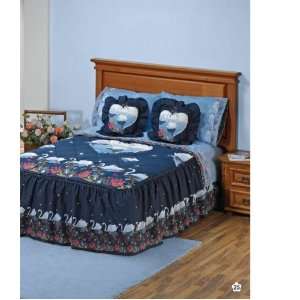  Blue Lake Bedspread Bedding Set King 9 Pcs