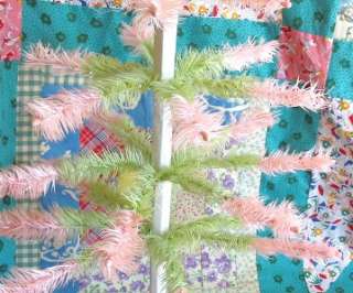 Bethany Lowe Easter Xmas Pink Green Feather Tree 2 ft  
