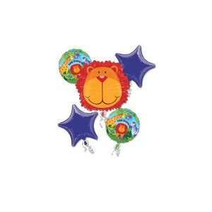  SAFARI JUNGLE LION BALLOONS HAPPY BIRTHDAY BOUQUET: Toys 