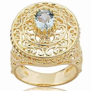  Gold Over Sterling Silver Sky Blue Topaz Cameo Inspired Ring: Jewelry