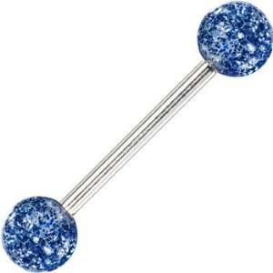  Blue Ultra Glitter Acrylic Barbell Tongue Ring Jewelry