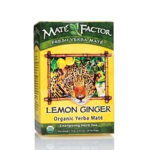 Mate Factor   Organic Yerba Mate Energizing Herb Tea Lemon Ginger   20 