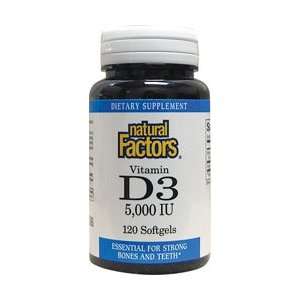  Natural Factors Vitamin D3   5000IU, 120 Softgels Health 
