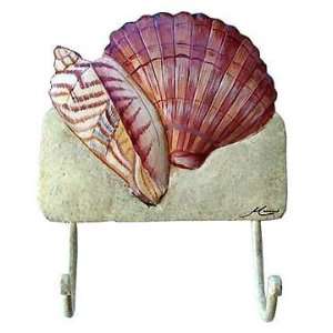  Painted Metal Conch and Scallop Seashell Hook 