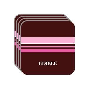 Personal Name Gift   EDIBLE Set of 4 Mini Mousepad Coasters (pink 