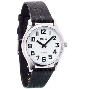 Mens Chrome Low Vision Watch Leather band Health 