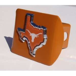 Texas Longhorns Orange Metal Trailer Hitch Cover with Texas Shape 