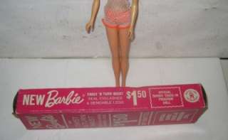 Vtg 1966 Twist N Turn TNT BARBIE Doll w Original Box DK Brown Great 