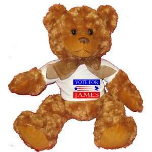  VOTE FOR JAMES Plush Teddy Bear with WHITE T Shirt: Toys 