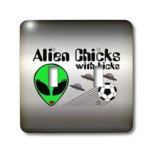 Deniska Designs Soccer   Alien Chicks on Gray   Light Switch Covers 