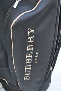 BURBERRY GOLF CART BAG BLACK NOVA CHECK PLAID ACCENT RARE LADIES 