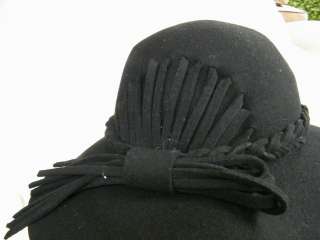 BEBE Fall Fedora BLACK HAT FELT woven detail floppy 185885  