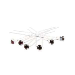  Silver Tone Red Diamante Hair Pins Jewelry