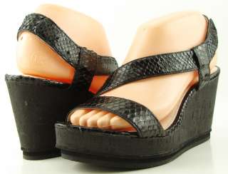 COACH FALLON Black Womens Designer Shoes Platform Sandals Cork Wedges 