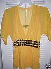 TATA JOLIE lemon YELLOW blouse gems XS SMALL chiffon