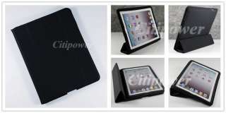 Black The New iPad 3 Smart Cover Slim Magnetic PU Leather Case Wake 