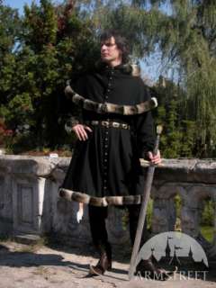MEDIEVAL WOOL COAT TUNIC GARB   TAPPERT AND HOOD