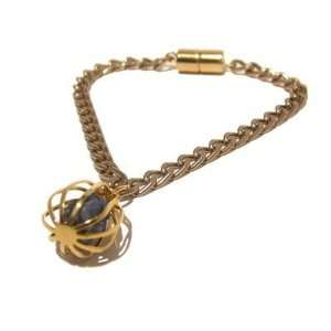  Azurite Bracelet 02 Clasp Blue Nugget Stone Raw Cage Gold 