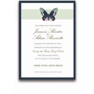  145 Rectangular Wedding Invitations   Butterfly Moss Spice 