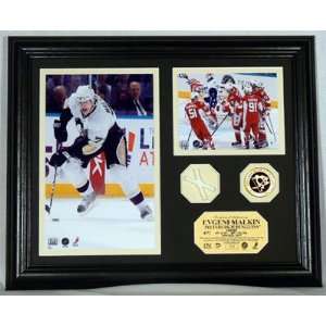 Evgeni Malkin 2008 All Star Game Used Net And Gold Coin Photo Mint 
